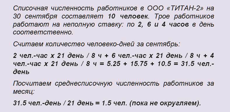 Формула подсчета среднесписочной численности рабочих