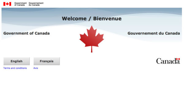 Домашная страница сайта Canada.ca